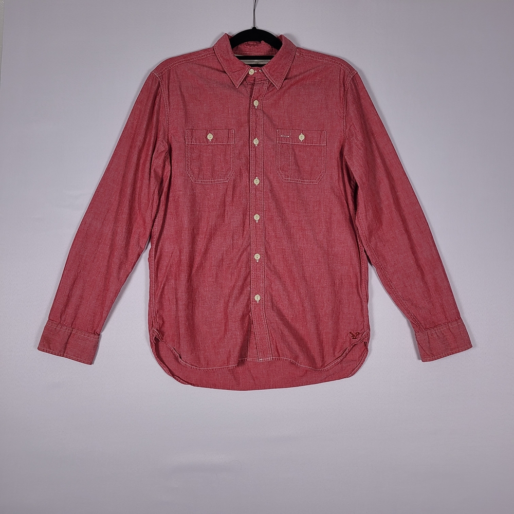 American Eagle Outfitters Button-Up Shirt Mens Medium Red Athletic Fit Cotton